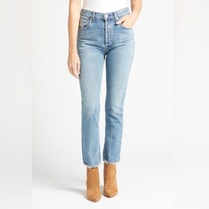 Citizens Of Humanity Jolene Light Blue high-Rise Straight Leg Cropped Jeans